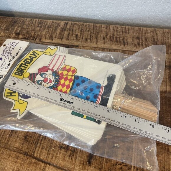 Vintage CLOWN BIRTHDAY SIGNS Party Crowns Sidewalk Greetings Ground Stakes Set 6 - Picture 8 of 9